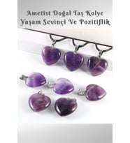 Kalp Ametist Doğal Taş Kolye ( Güçlü Bir Şifa Taşı ) Aa Kalite