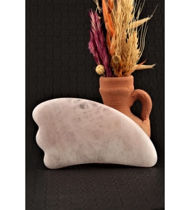 Pembe Kuvars Gua Sha Yüz Masaj Taşı, Sertifikalı, Doğal ve Şifa Dolu
