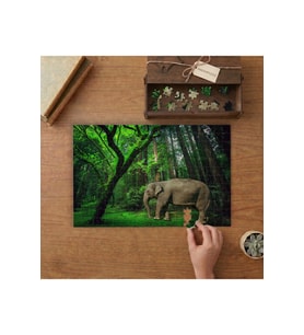 Ormandaki Fil Tasarımı 240 parça Ahşap Puzzle Ahşap Kutuda MP04995