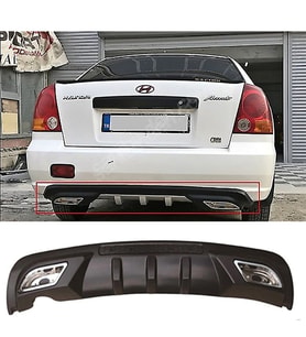 Hyundai Accent Admire Difüzör Difizör Siyah + Kare Egzoz Görünüm C Tip 2003 - 2006