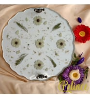 Epoksi Reçine Çiçekli Tepsi - Papatya - Çapı: 30 cm (Çok Renkli)