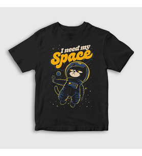 Presmono Unisex Çocuk Siyah I Need My Space Cat Uzay Kedili T-Shirt 538501tt