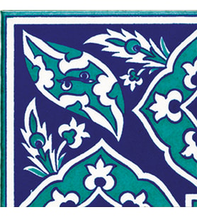 Armada Çini 10x10 cm KSK 9 İznik Rumi Desenli Çini Bordür Köşesi