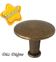 Düz Düğme Antik Sarı Kulp Mobilya Çekmece Dolap Kapak Kulbu Metal Kulp Aksesuarları Vidalı (Antik Sarı Altın)