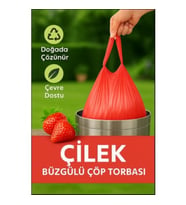 Ethex Büzgülü Çilek Kokulu Büyük Boy Çöp Torbası 65x80 cm 50 Lt (10 lu Rulo - 1 Paket)