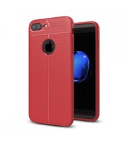 Apple iPhone 8 Plus Deri Görünümlü Silikon Kırmızı