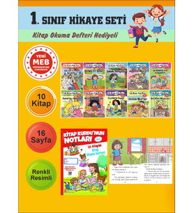 1.Sınıflar İçin Okumayı Sevdiren 10 lu Hikaye Seti 12 (Kitap Okuma Defteri Hediyeli)