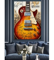 Parlak Elektro Gitar Müzik Dekoratif Kanvas - Mdf Ahşap Tablo