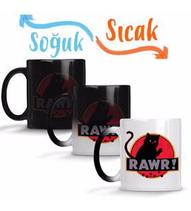 Kedi Cat Rawr Sihirli Kupa Bardak Porselen