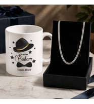 BK Gift Kişiye Özel Babalar Günü Tasarımlı Beyaz Kupa & Gurmet Zincir Kolye -4, Babalar Günü Hediyesi