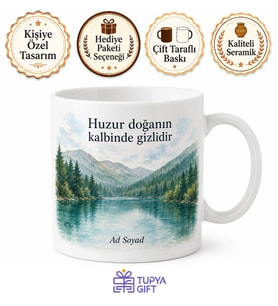 Bolu Abant Esintili Baskılı Kupa Bardak - Doğa Temalı Özel Tasarım Hediye