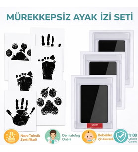 Mürekkepsiz El ve Ayak İzi Seti, Pratik Güvenli Evde Kolayca El Ayak İzi Hatırası Oluşturun 1 ADET