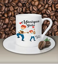 Kişiye Özel Müzisyen Baba Temalı Beyaz Kahve Fincanı