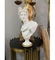 Apollont Büst Heykel Biblo (Beyaz Gold)