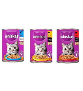 Whiskas Tavuklu Ton Balıklı Sığır Etli Yaş Kedi Maması Konserve 400 gr X 3 Adet