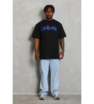 Erkek Baskılı T-Shirt Kısa Kol Bisiklet Yaka Regular Fit Rahat Kalıp Günlük Tişört - Siyah