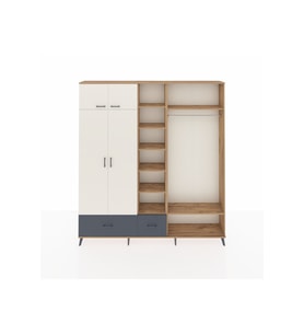 Arges Dolap 12 Raflı 2 Çekmeceli 2 Askılı 220x30x243 Çam-Aytaşı/Antrasit