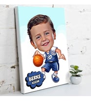 Geleceğin Basketbolcusu Karikatürlü Kanvas Tablo