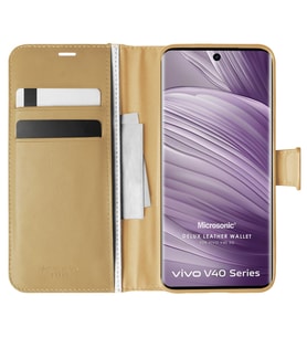 Microsonic Vivo V40 5G Kılıf Delux Leather Wallet Gold (Gold)