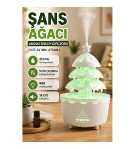 Şans Ağacı 250 ML Aromaterapi Difüzörü – RGB Aydınlatmalı Hava Nemlendirici