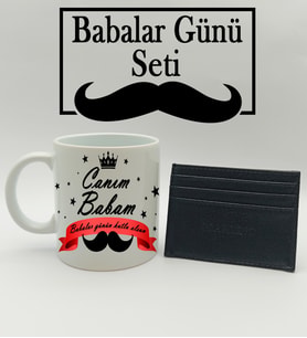 Babalar Gününe Özel Canım Babam Tasarımlı Kupa & Kartlık Hediye Seti