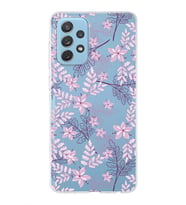 Samsung Galaxy A72 Uyumlu Kapak Floral Pudra Tasarımlı Şeffaf Silikon Kılıf