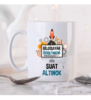 Kişiye Özel Bilgisayar Öğretmeni Kupa Bardak HA03 (Beyaz - Beyaz)