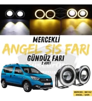Dacia Dokker 2012-2022 Uyumlu Mercekli Angel Sis Farı Metal 76 mm Sarı Halkalı Gündüz Farı 2 Adet