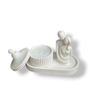 Minimal Figürlü Dekoratif Set  Tepsi, Mum& Obje (El Yapımı) – İEİ136