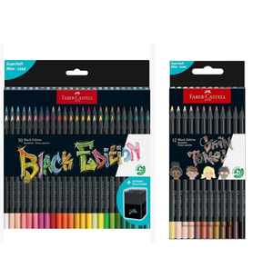 Faber Castell Black Edition 50 Renk Kuru Boya ve 12 Renk Skin Tones İkisi Birarada Set