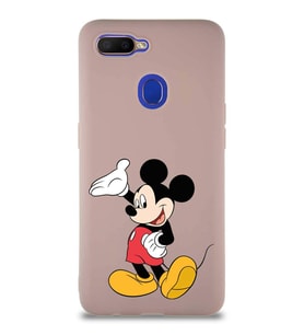 Oppo A5S Soft Premier Kapak Mickey Mouse-C Tasarımlı Silikon Kılıf - Pudra (Şeffaf)