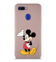 Oppo A5S Soft Premier Kapak Mickey Mouse-C Tasarımlı Silikon Kılıf - Pudra (Şeffaf)