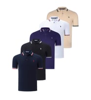 BEŞLİ SET T8594 DEWBERRY ERKEK T-SHIRT-SİYAH-BEYAZ-LACİVERT-MOR-BEJ (Karışık)
