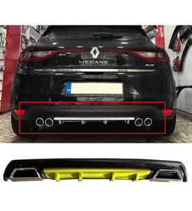Renault Megane 4 HB Sarı Difüzör Çiftli Kare Egzoz Görünümlü D Tip Difizör