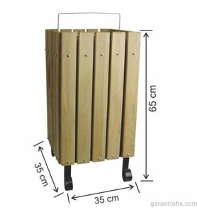 Garanti Metal 2100 Ahşap Kare Bahçe Tipi Çöp Kovası (45 Litre)