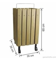 Garanti Metal 2100 Ahşap Kare Bahçe Tipi Çöp Kovası (45 Litre)