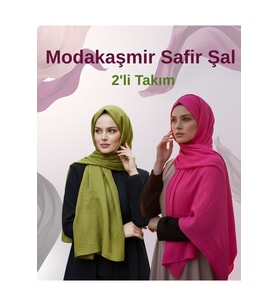 Moda Kaşmir Safir Pamuklu Şal 2'li Takım