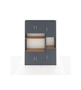 Arges Dolap 9 Raflı 6 Kapaklı 132x30x195 Antrasit-Antrasit/Çam