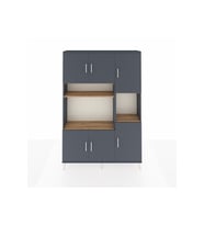 Arges Dolap 9 Raflı 6 Kapaklı 132x30x195 Antrasit-Antrasit/Çam