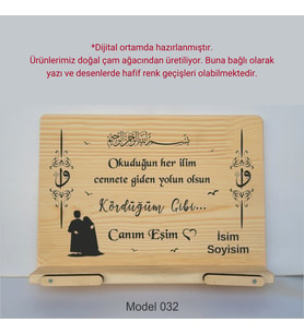 Münzevi Masaüstü Ahşap Rahle/Tablet/Kitap Tutucu--CANIM EŞİM--Model032