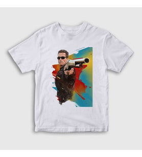 Presmono Unisex Çocuk Beyaz Shotgun Film The Terminator T-Shirt 411517tt