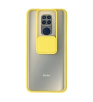 Redmi Note 9 Kılıf Palm Buzlu Kamera Sürgülü Silikon - Sarı