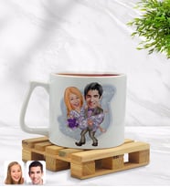 BK Gift Kişiye Özel Sevgililer Karikatürlü Middle Beyaz Kupa Bardak Model 56
