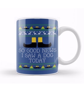 Good News Elf Quote Christmas Knit Kupa Bardak Porselen
