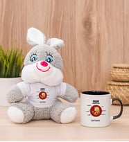Kişiye Özel Başak Burcuna Hediye Peluş Tavşan ve Siyah Kupa