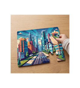 Yüksek Binalar Tasarımlı 24 Parça Ahşap Çocuk Puzzle MPK0042