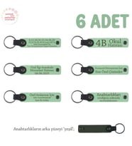 Açık Yeşil & Yeşil, Anaokulu Miniklerine İsimli Karne Hatırası Anahtarlık 6’lı Set, Hediyelik Anı
