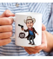 Kişiye Özel Karizmatik Kovboy Erkek Karikatürlü Kupa Bardak