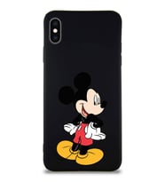 Apple iPhone XS Max Soft Premier Kapak Mickey Mouse-D Tasarımlı Silikon Kılıf - Siyah (Şeffaf)
