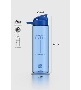 Renga Lidya Yazı Desenli 630 ml Tritan Matara 912033 Fuşya (Mavi)